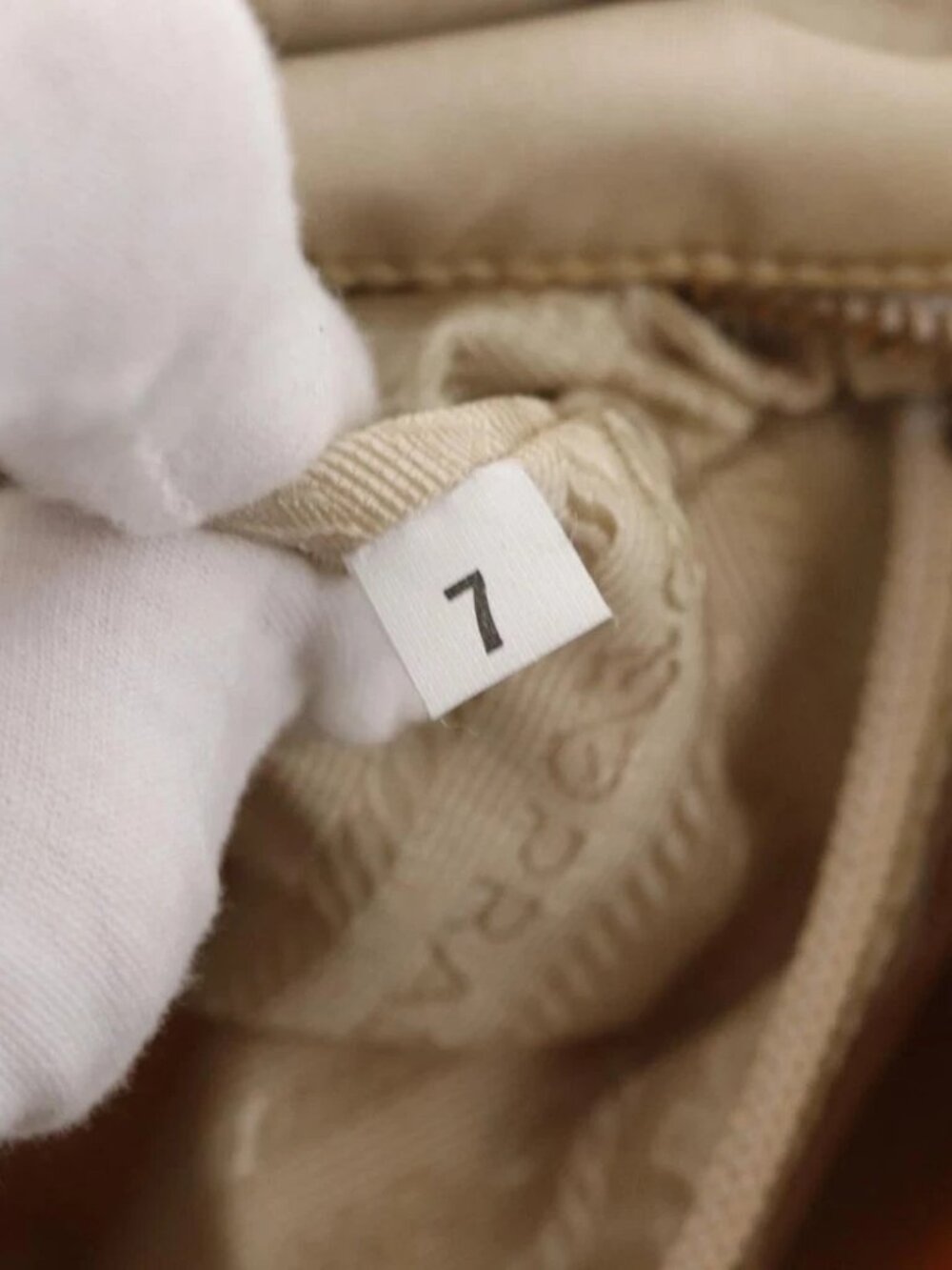 PRADA Chain Shoulder Bag Nylon Beige Gold Auth - Picture 15 of 16